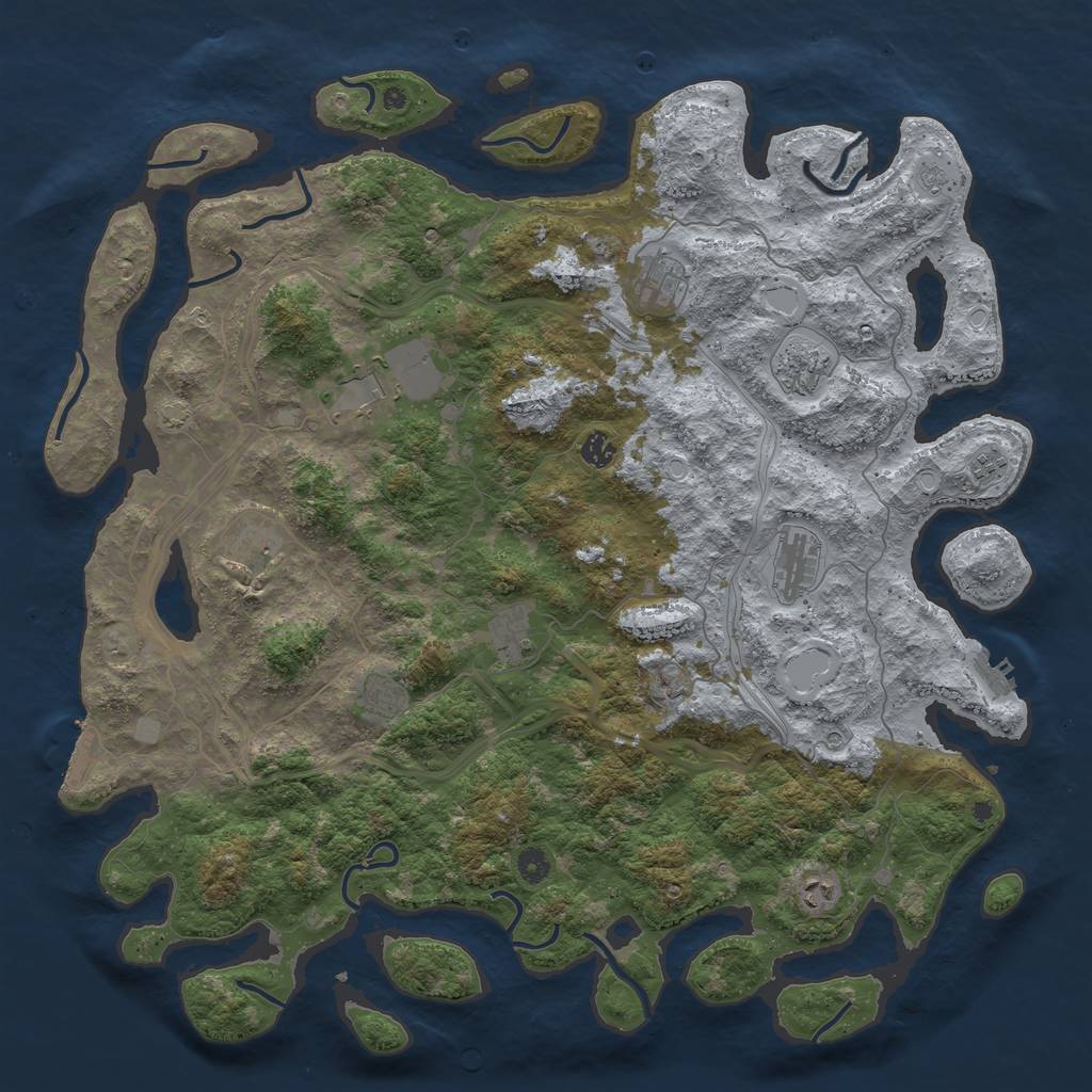 Rust Map: Procedural Map, Size: 4800, Seed: 940815474, 17 Monuments