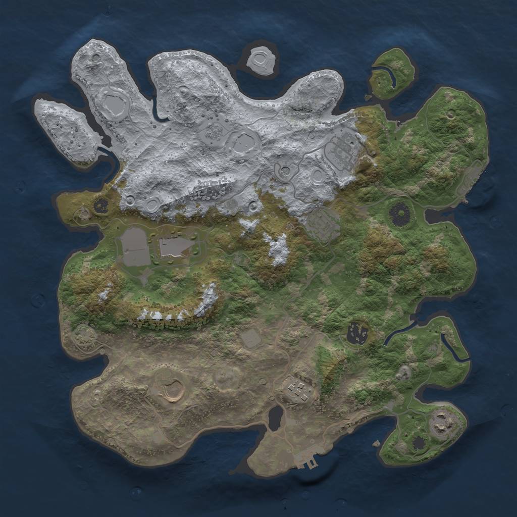 Rust Map: Procedural Map, Size: 3500, Seed: 631221683, 14 Monuments