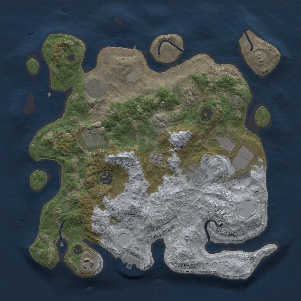 Rust Map: Procedural Map, Size: 3500, Seed: 263394756, 15 Monuments
