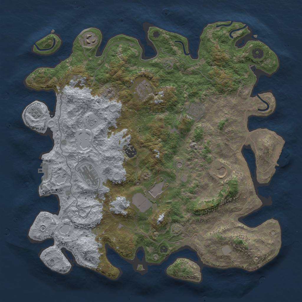 Rust Map: Procedural Map, Size: 4000, Seed: 781747436, 16 Monuments