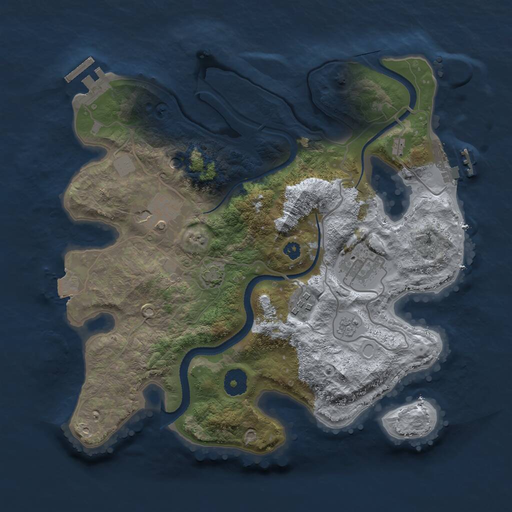 Rust Map: Procedural Map, Size: 3000, Seed: 1016403127, 9 Monuments