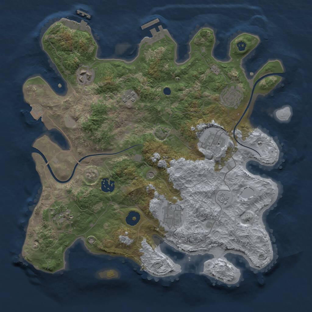 Rust Map: Procedural Map, Size: 3300, Seed: 1875048666, 13 Monuments
