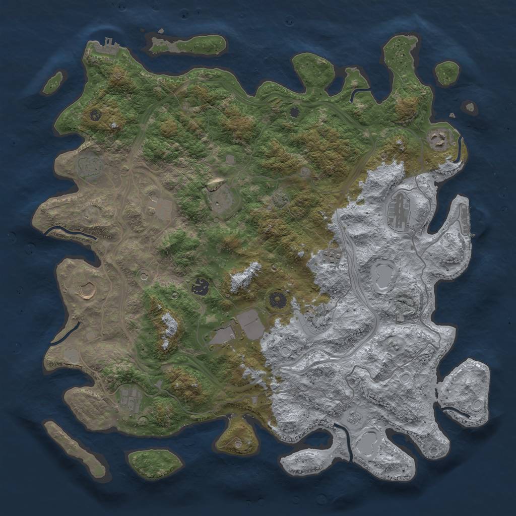 Rust Map: Procedural Map, Size: 4500, Seed: 2099721918, 18 Monuments