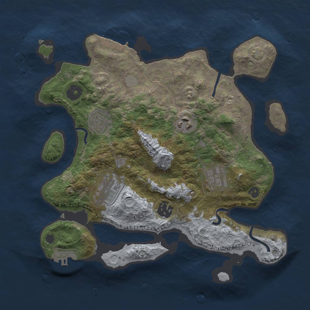 Rust Map: Procedural Map, Size: 3000, Seed: 10023, 10 Monuments