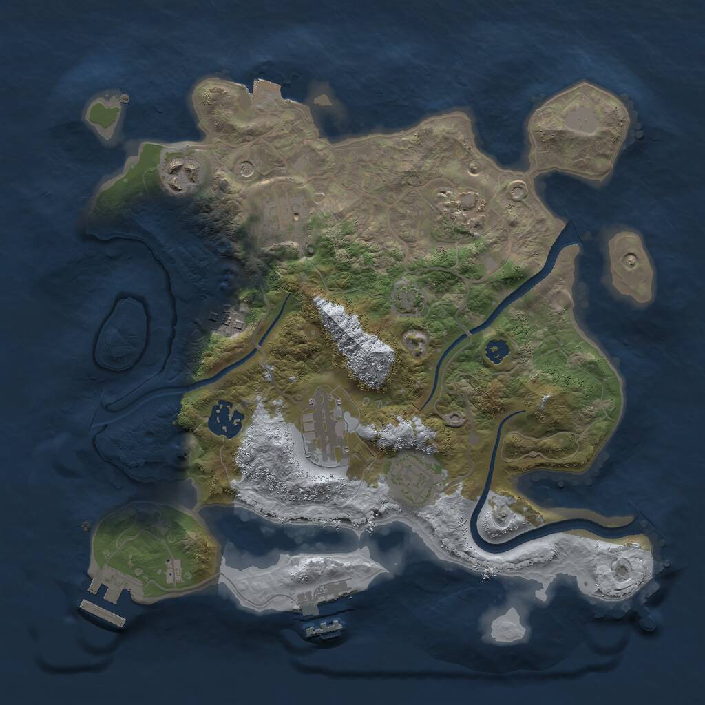 Rust Map: Procedural Map, Size: 3000, Seed: 10023, 12 Monuments