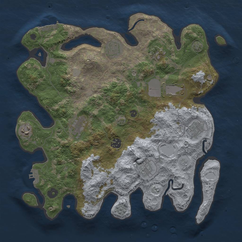 Rust Map: Procedural Map, Size: 3500, Seed: 472788418, 16 Monuments