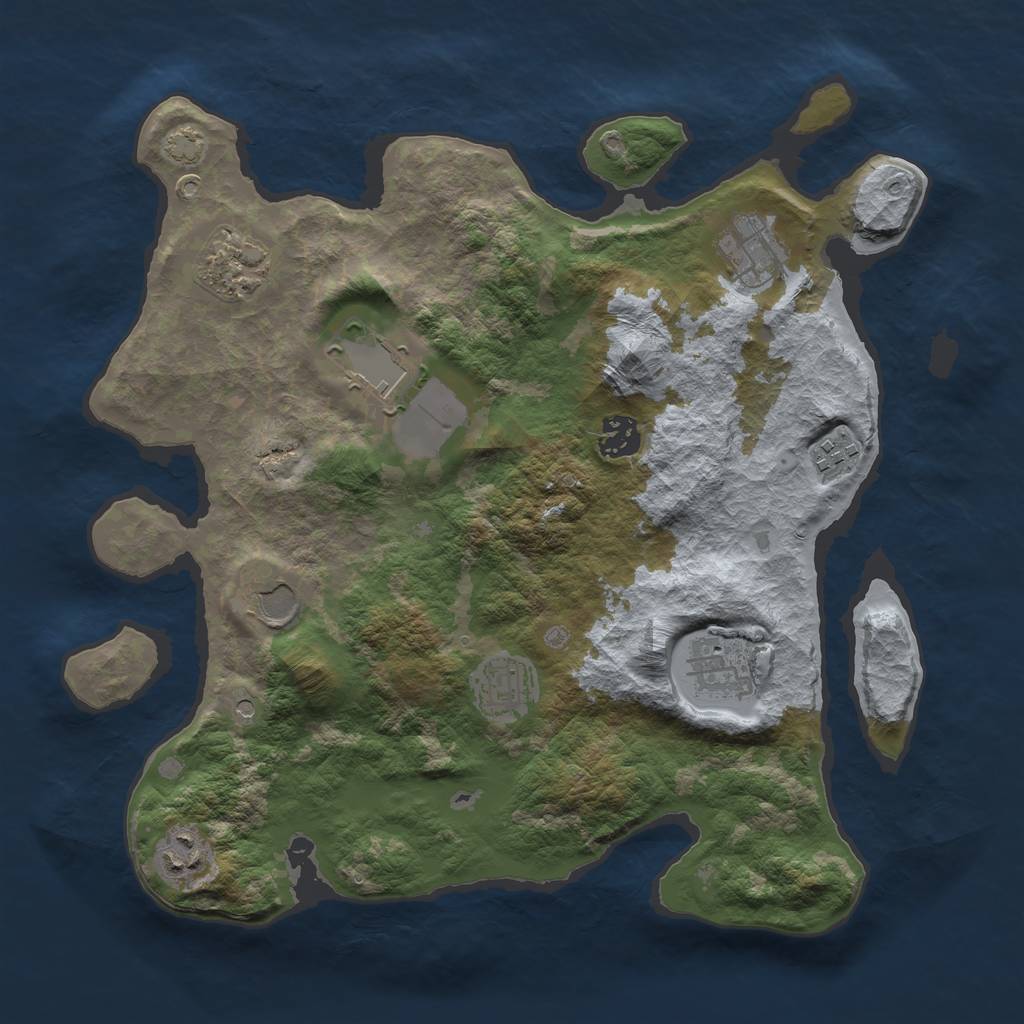 Rust Map: Barren, Size: 3500, Seed: 1014822397, 12 Monuments