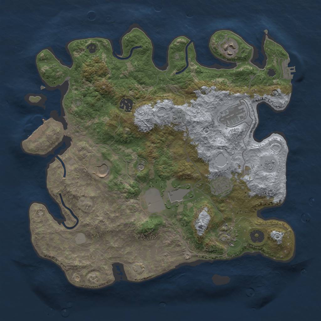 Rust Map: Procedural Map, Size: 3500, Seed: 353800958, 15 Monuments