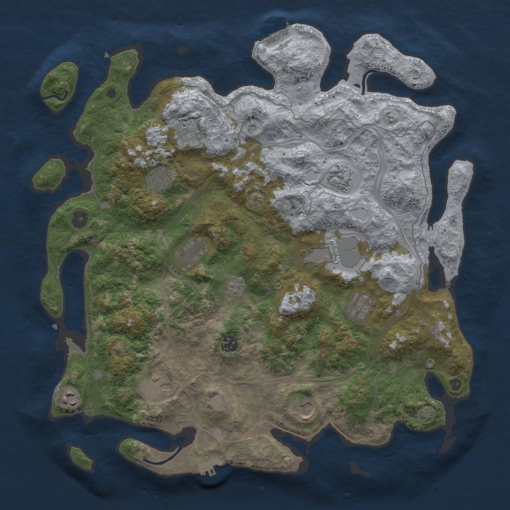 Rust Map: Procedural Map, Size: 4500, Seed: 1439319150, 19 Monuments