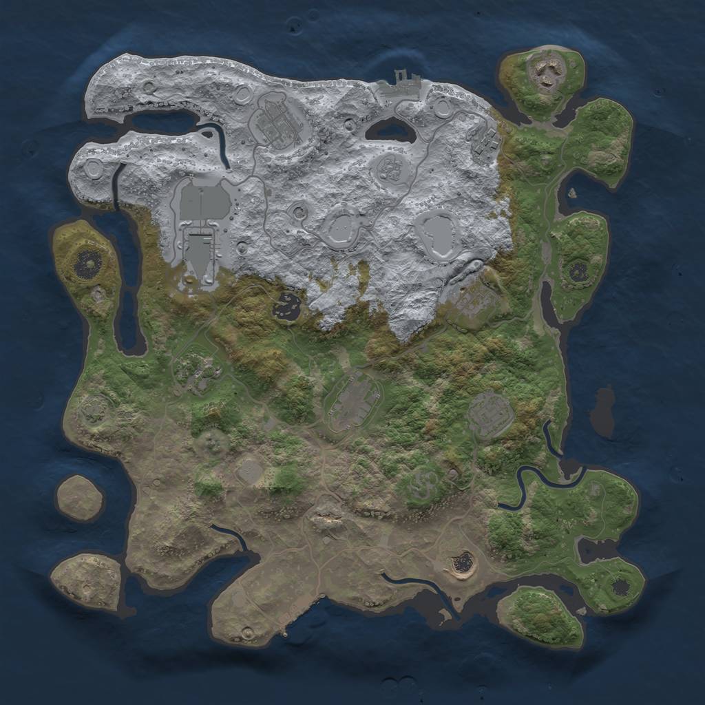 Rust Map: Procedural Map, Size: 3700, Seed: 1533573552, 17 Monuments