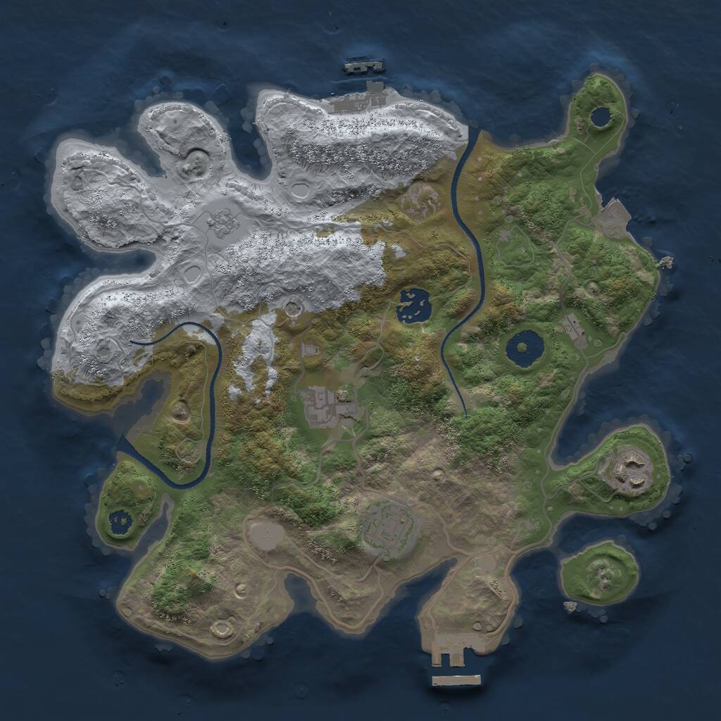 Rust Map: Procedural Map, Size: 3000, Seed: 1848596761, 9 Monuments