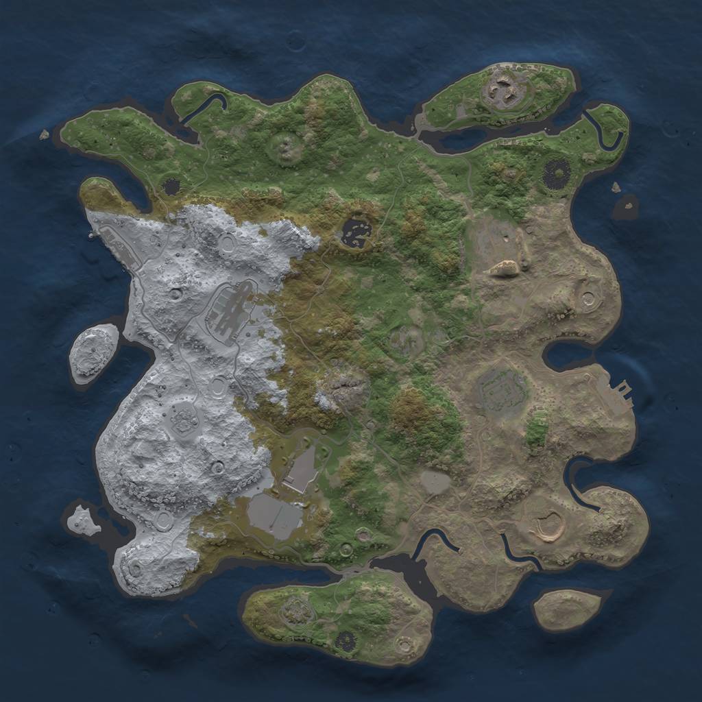 Rust Map: Procedural Map, Size: 3500, Seed: 198921724, 14 Monuments
