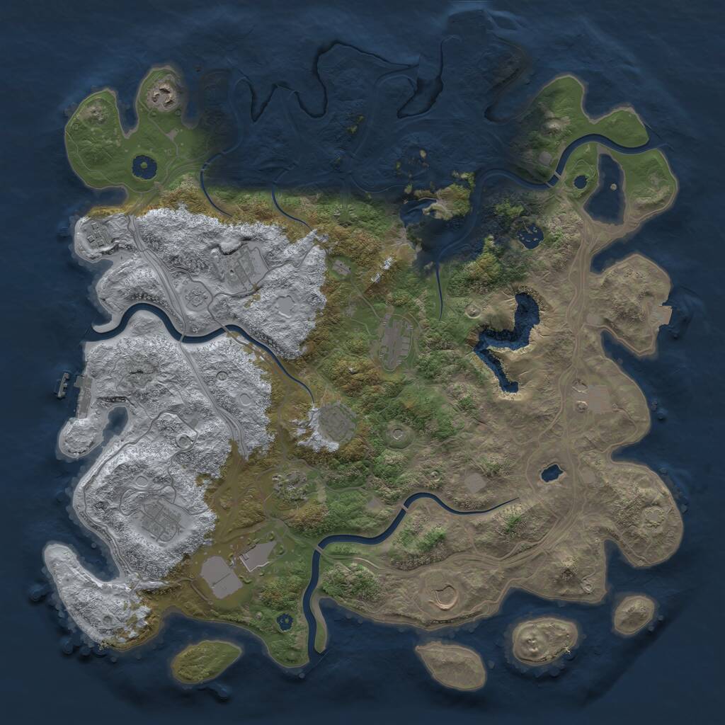 Rust Map: Procedural Map, Size: 4450, Seed: 1255856, 17 Monuments