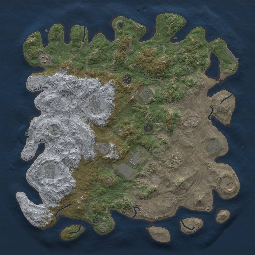 Rust Map: Procedural Map, Size: 4450, Seed: 1255856, 18 Monuments