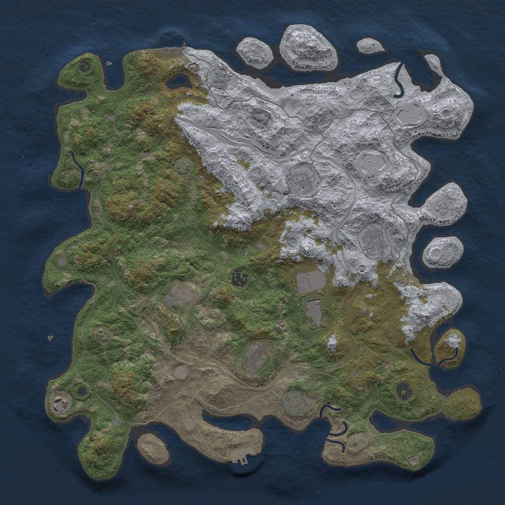 Rust Map: Procedural Map, Size: 4500, Seed: 1425364758, 16 Monuments