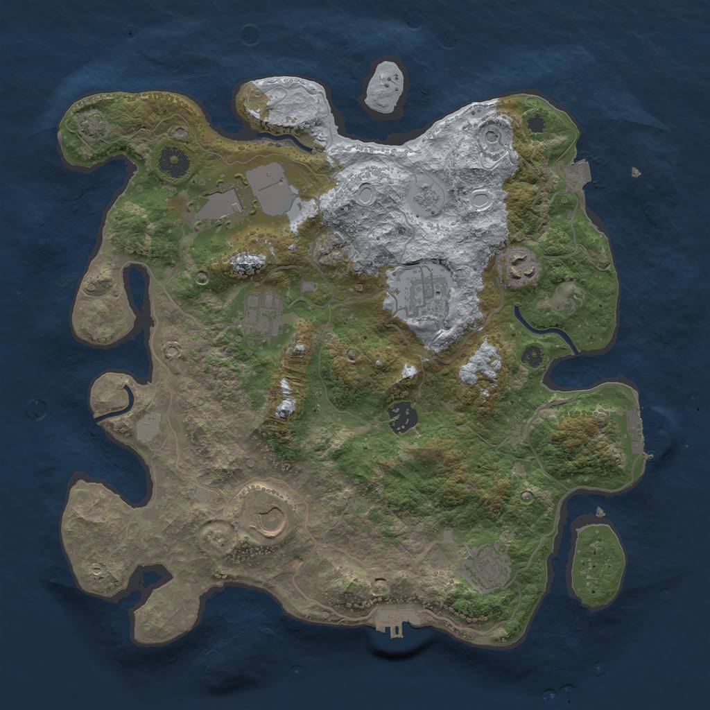 Rust Map: Procedural Map, Size: 3500, Seed: 34673445, 15 Monuments