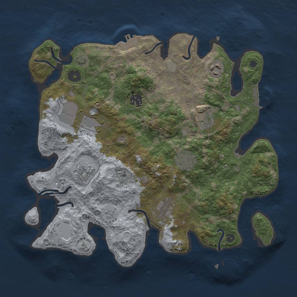 Rust Map: Procedural Map, Size: 3500, Seed: 1932788745, 14 Monuments