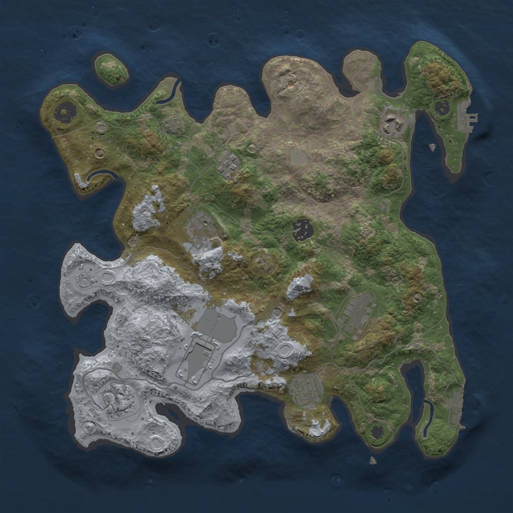 Rust Map: Procedural Map, Size: 3500, Seed: 692166339, 15 Monuments