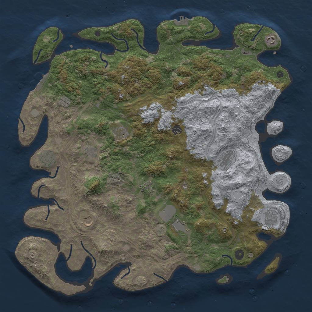 Rust Map: Procedural Map, Size: 4800, Seed: 1579627661, 18 Monuments