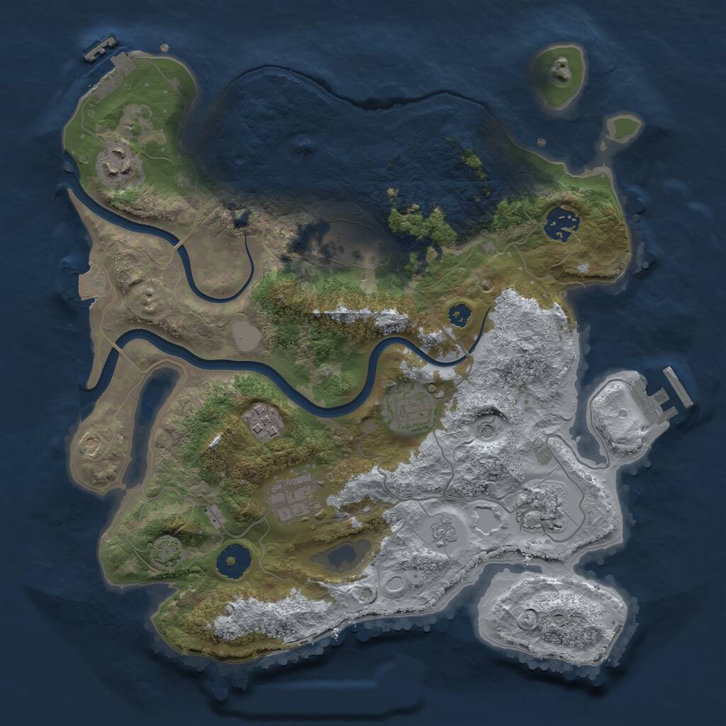 Rust Map: Procedural Map, Size: 3250, Seed: 48390, 13 Monuments