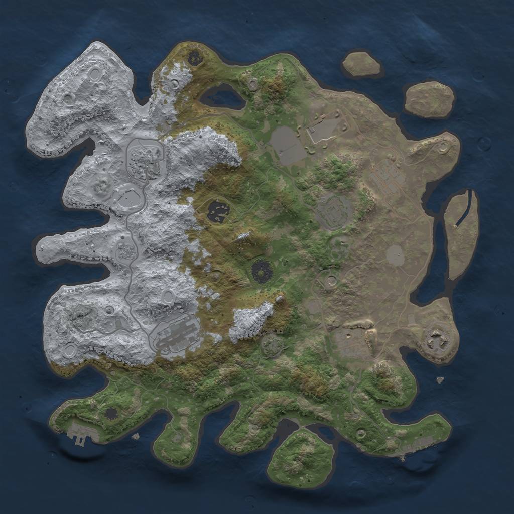 Rust Map: Procedural Map, Size: 3500, Seed: 1452145358, 15 Monuments