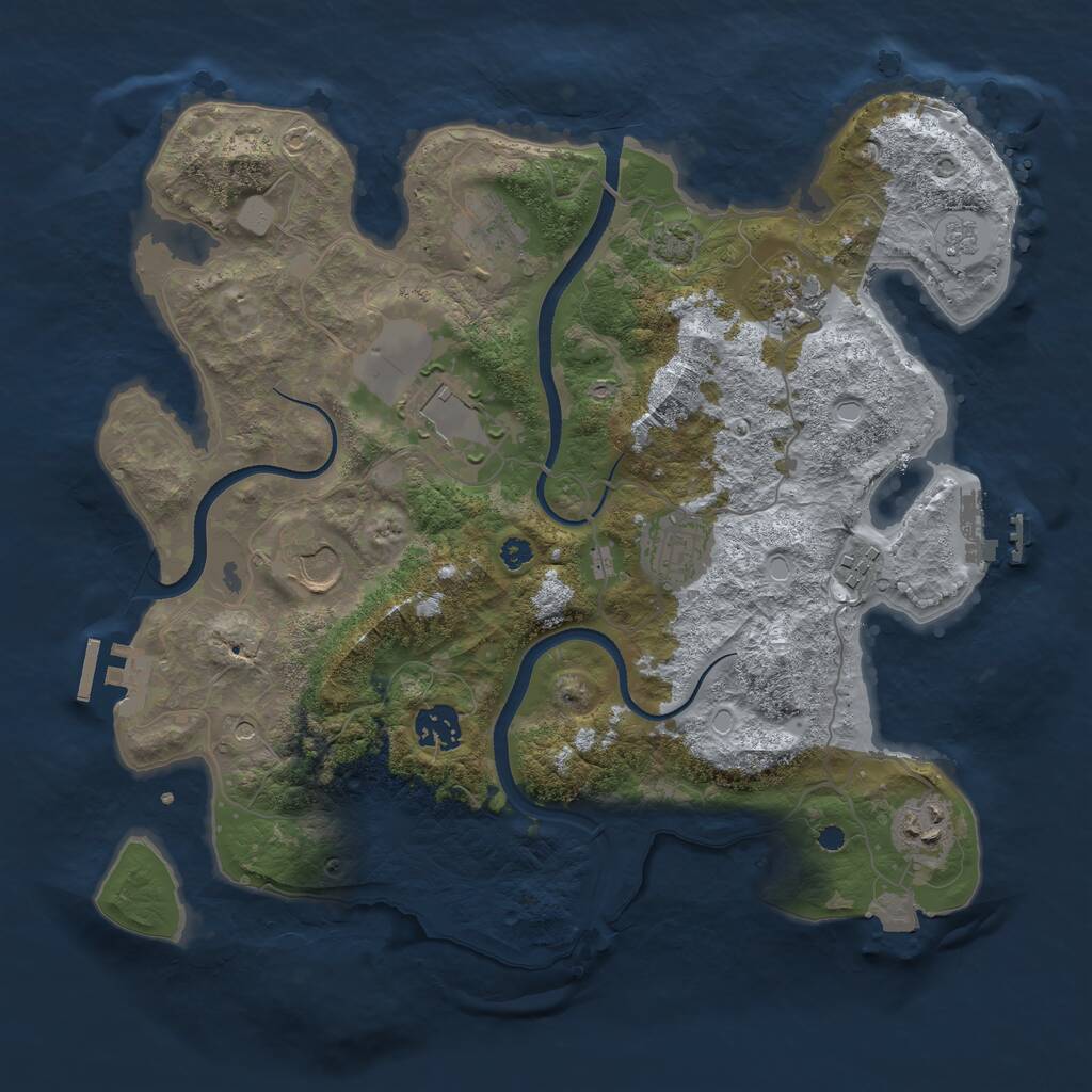 Rust Map: Procedural Map, Size: 3500, Seed: 345546, 14 Monuments