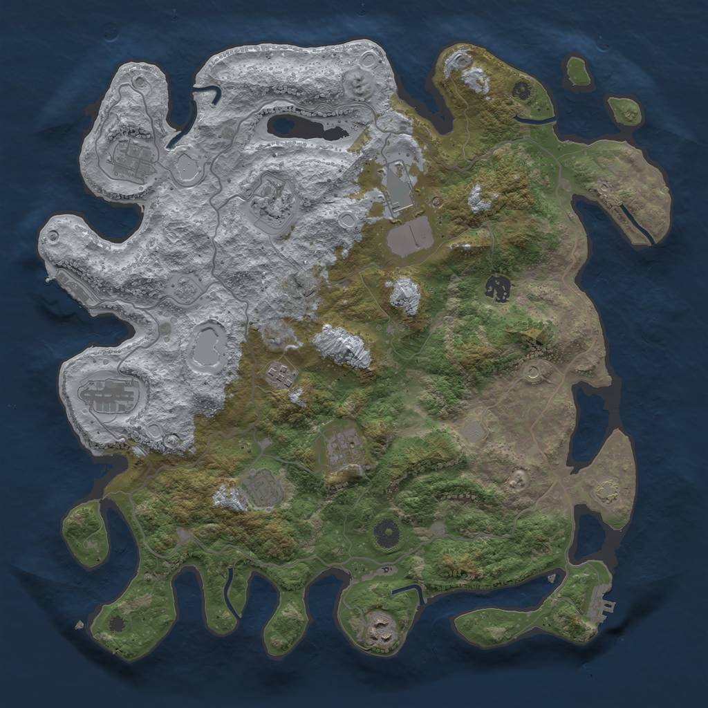 Rust Map: Procedural Map, Size: 4000, Seed: 997541749, 17 Monuments