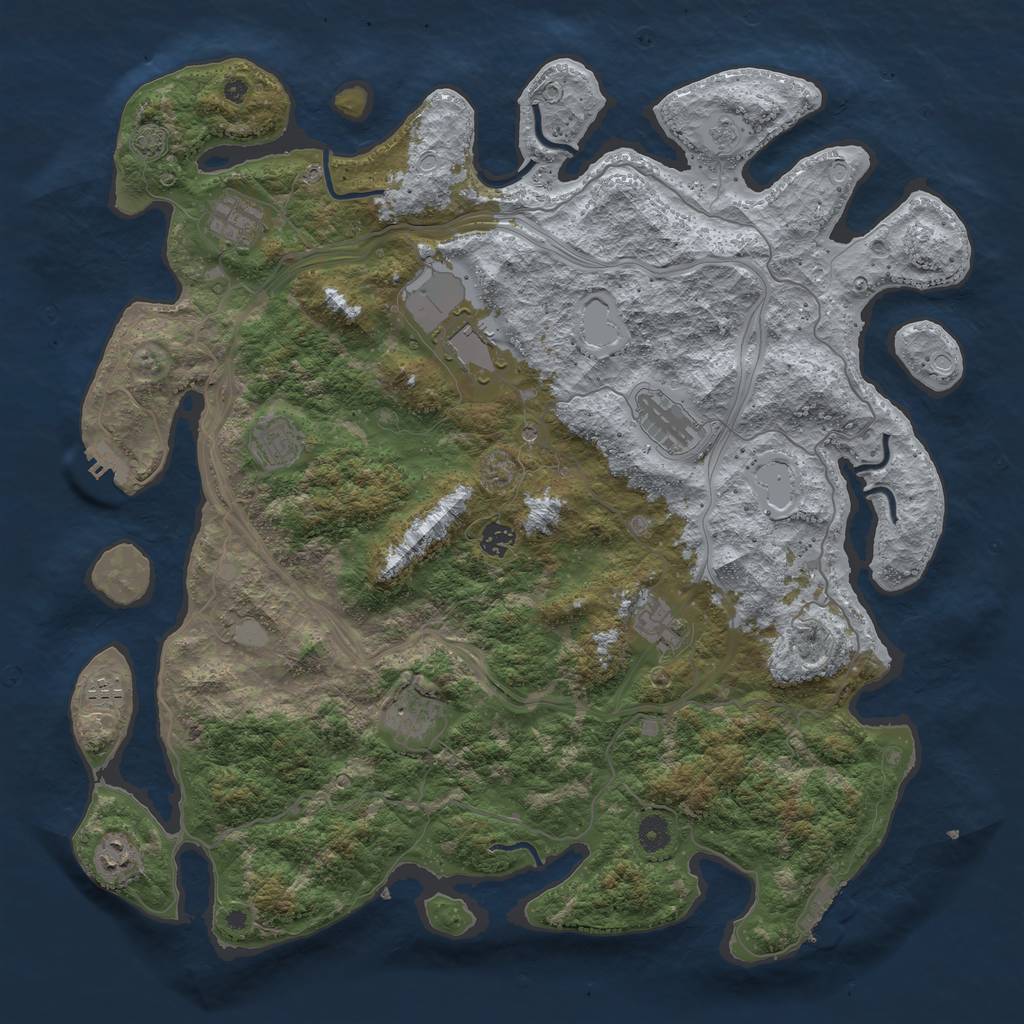 Rust Map: Procedural Map, Size: 4500, Seed: 181770975, 17 Monuments