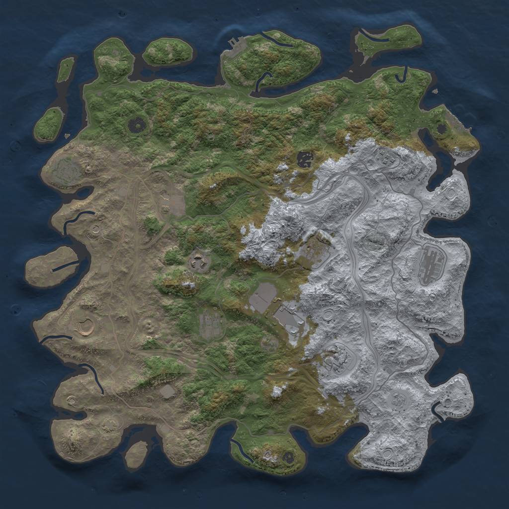 Rust Map: Procedural Map, Size: 4500, Seed: 1885279245, 18 Monuments