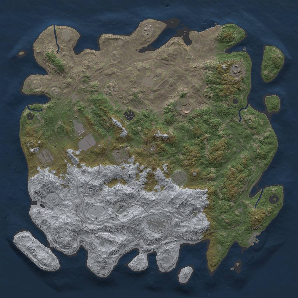 Rust Map: Procedural Map, Size: 4500, Seed: 13827, 18 Monuments