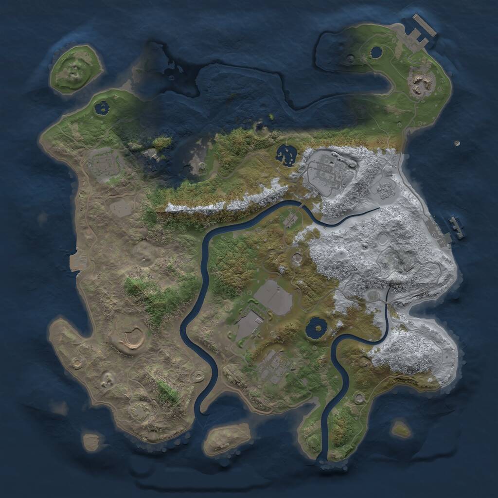 Rust Map: Procedural Map, Size: 3500, Seed: 377904378, 15 Monuments