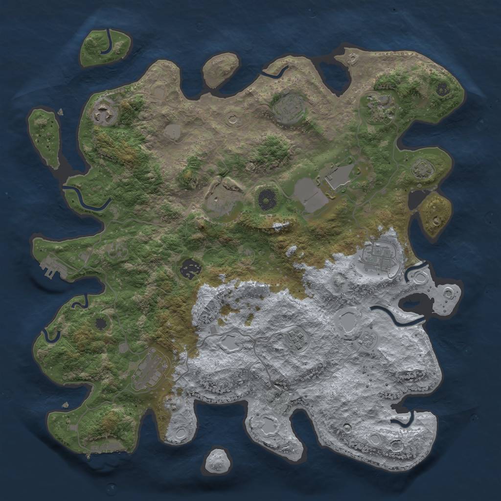 Rust Map: Procedural Map, Size: 3800, Seed: 485120716, 16 Monuments