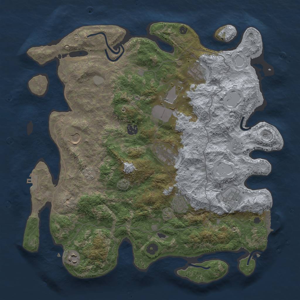 Rust Map: Procedural Map, Size: 4000, Seed: 456168516, 16 Monuments