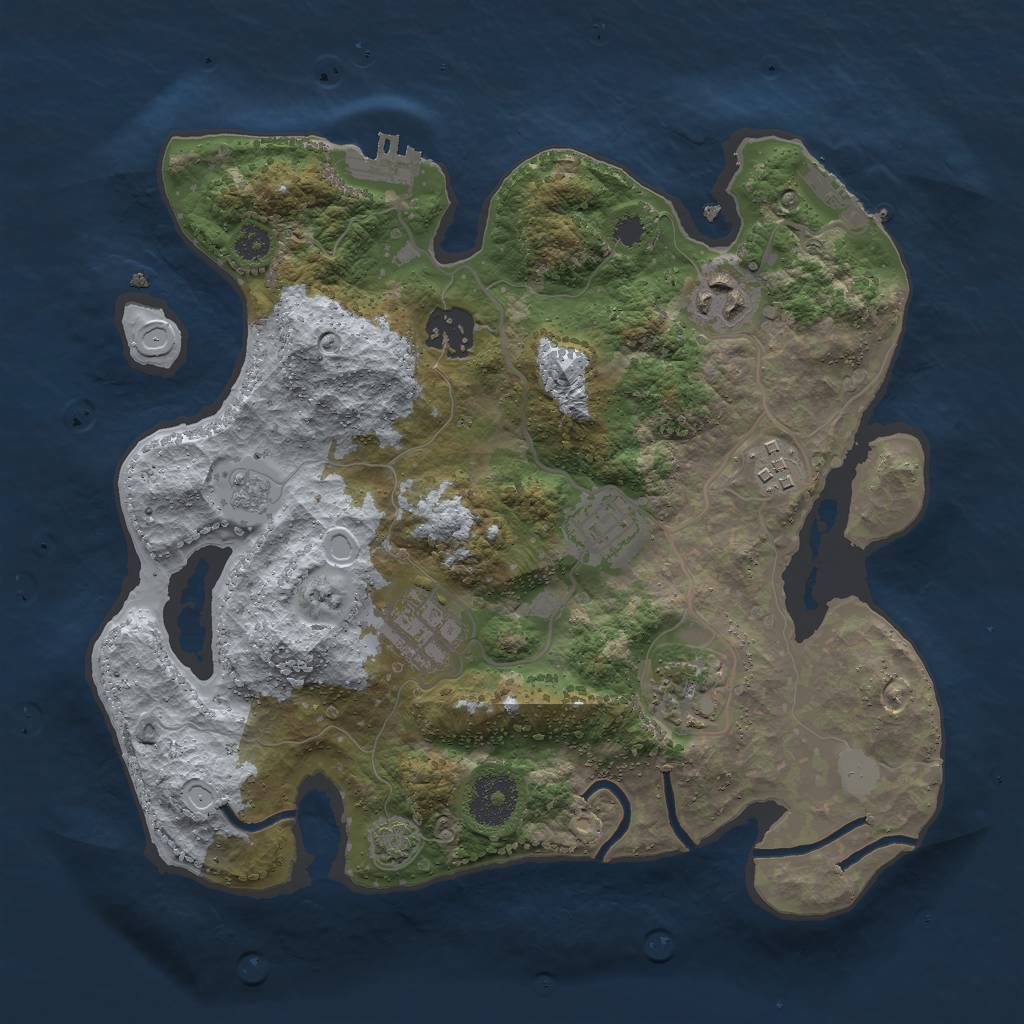 Rust Map: Procedural Map, Size: 3000, Seed: 2015040372, 12 Monuments