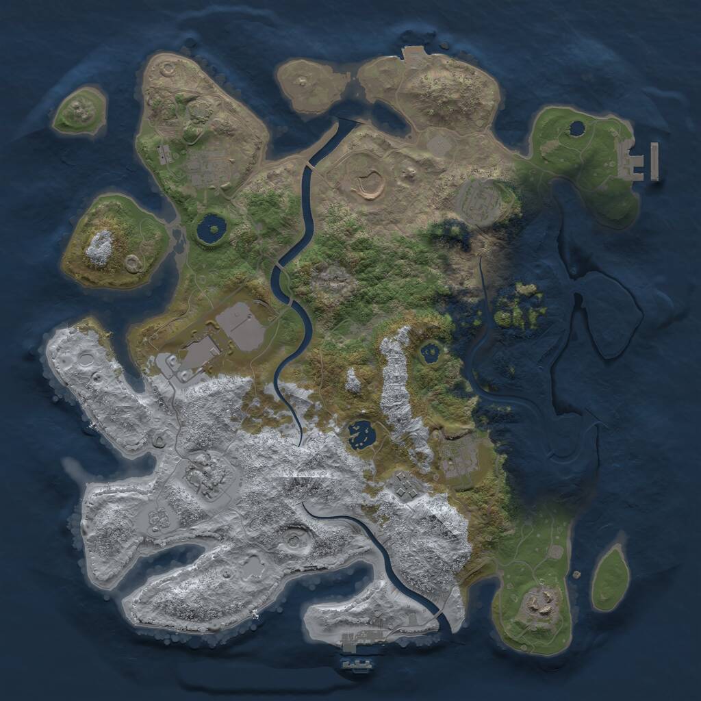 Rust Map: Procedural Map, Size: 3700, Seed: 593735426, 15 Monuments