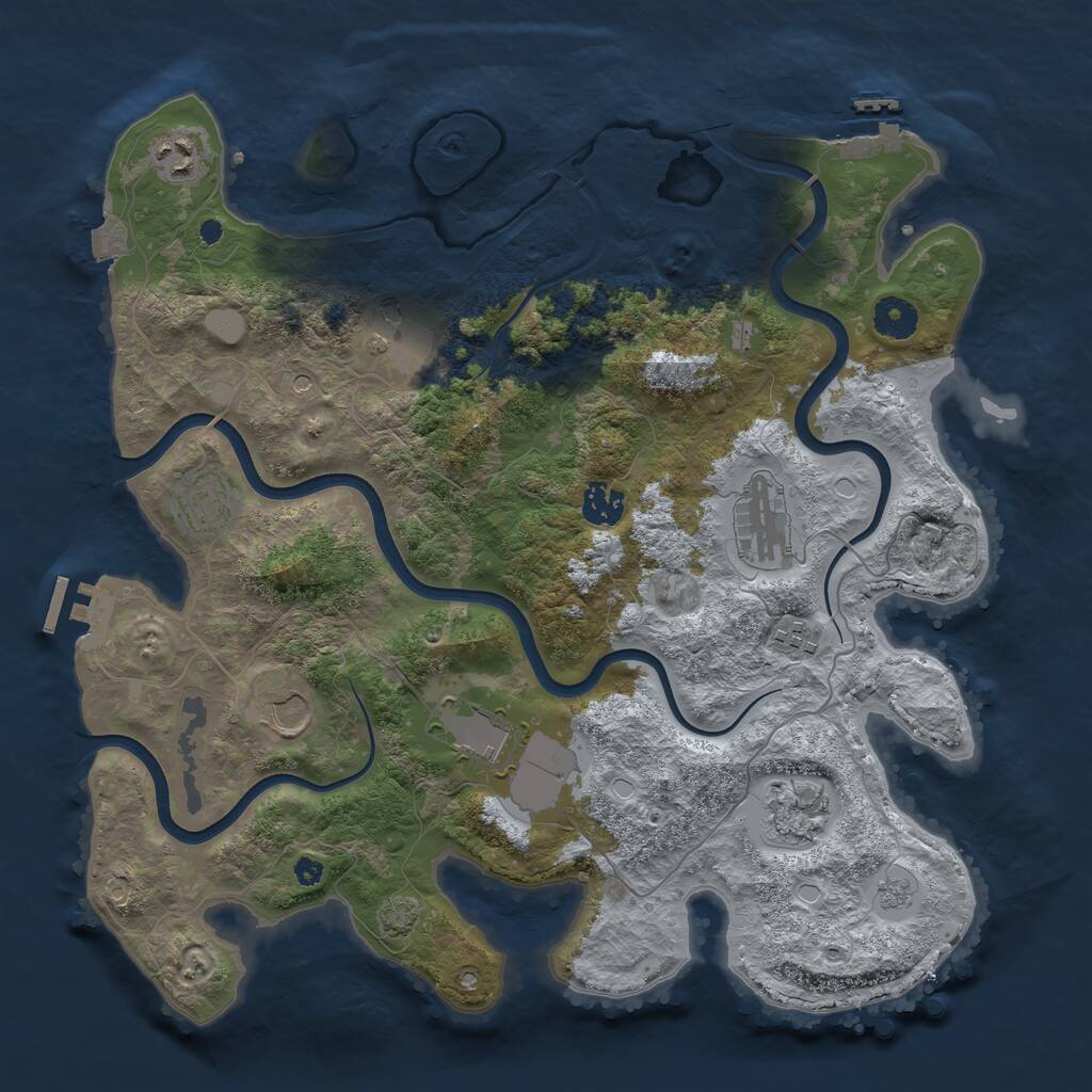 Rust Map: Procedural Map, Size: 3800, Seed: 30376, 15 Monuments