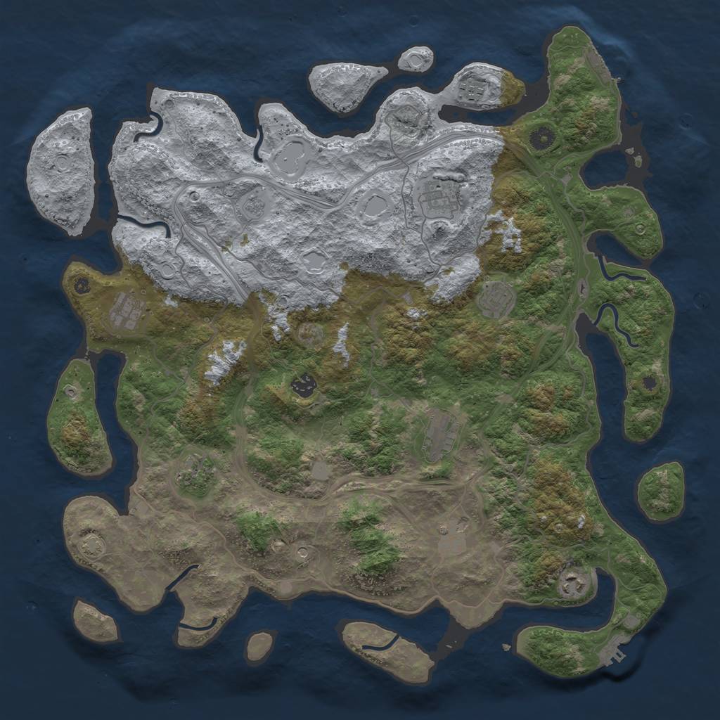 Rust Map: Procedural Map, Size: 4500, Seed: 103043, 16 Monuments