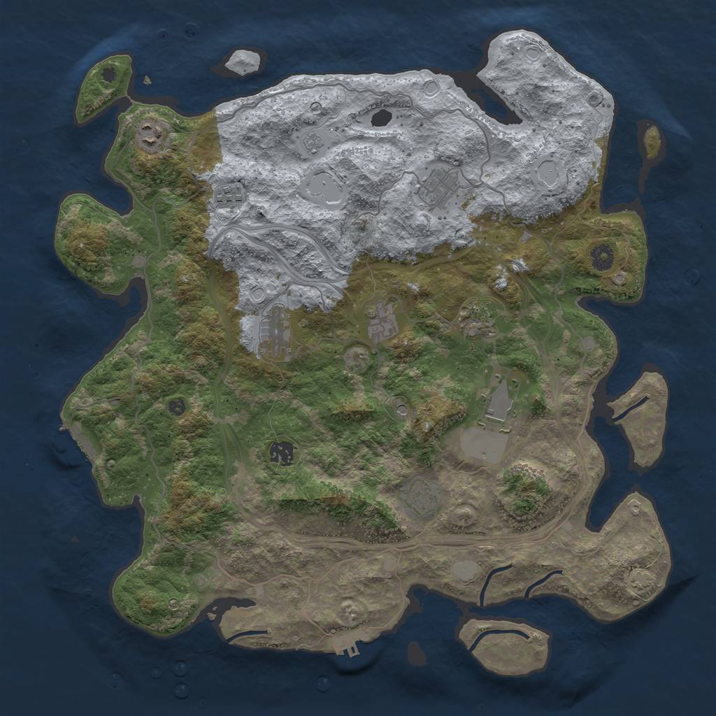 Rust Map: Procedural Map, Size: 4250, Seed: 735846456, 17 Monuments