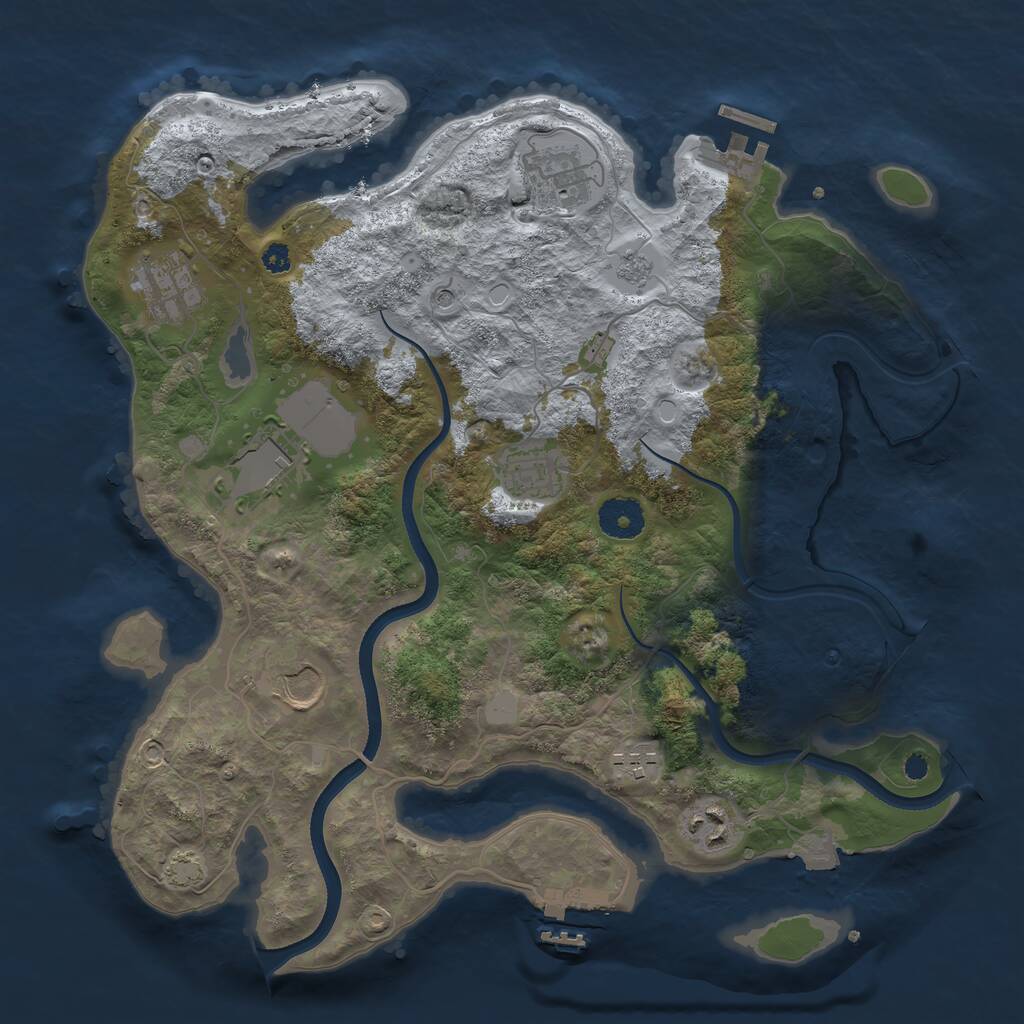 Rust Map: Procedural Map, Size: 3500, Seed: 755966988, 13 Monuments