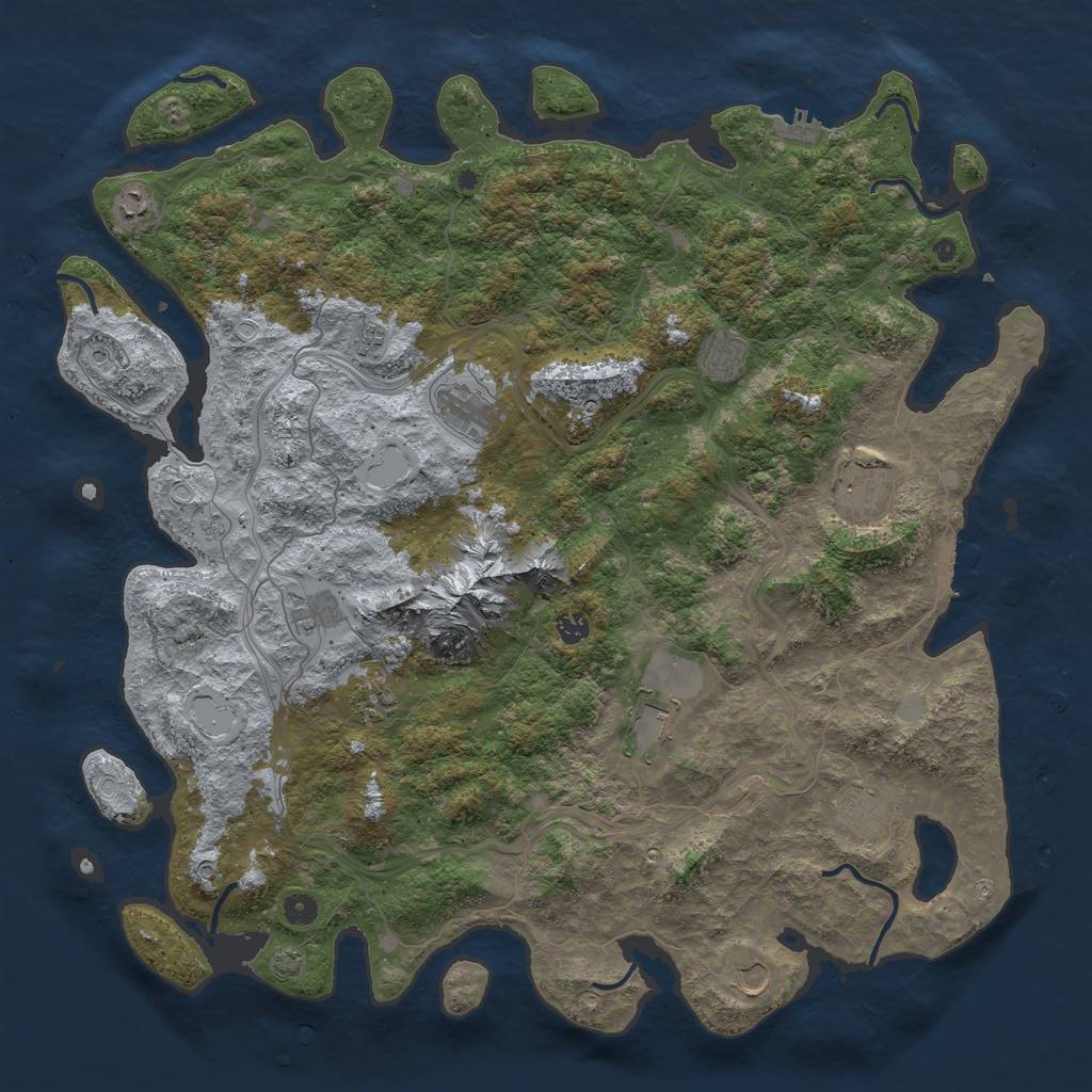 Rust Map: Procedural Map, Size: 5000, Seed: 344001632, 18 Monuments