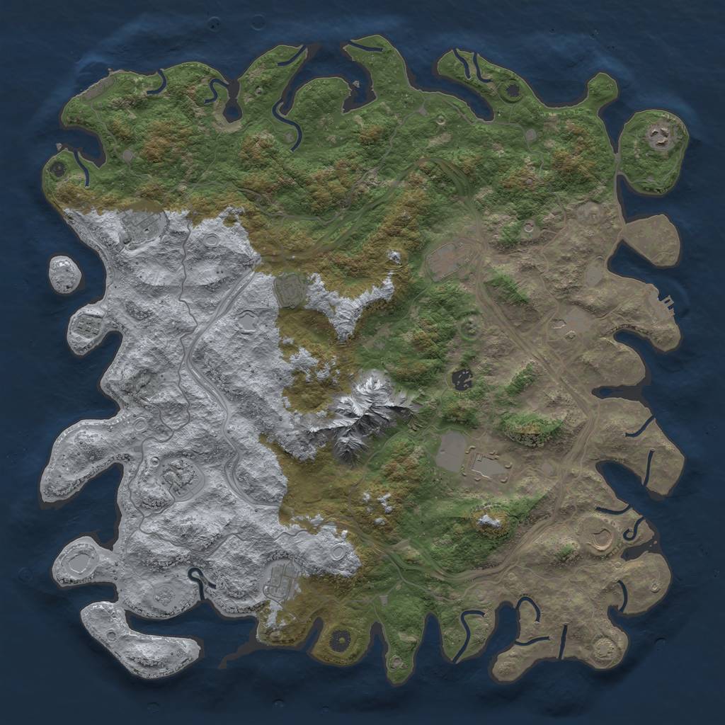 Rust Map: Procedural Map, Size: 5000, Seed: 4428875, 18 Monuments