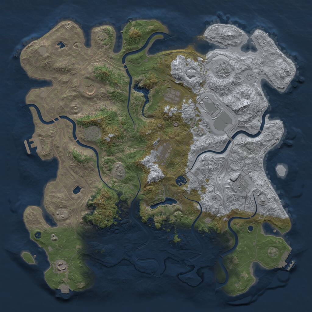 Rust Map: Procedural Map, Size: 4500, Seed: 50423, 16 Monuments