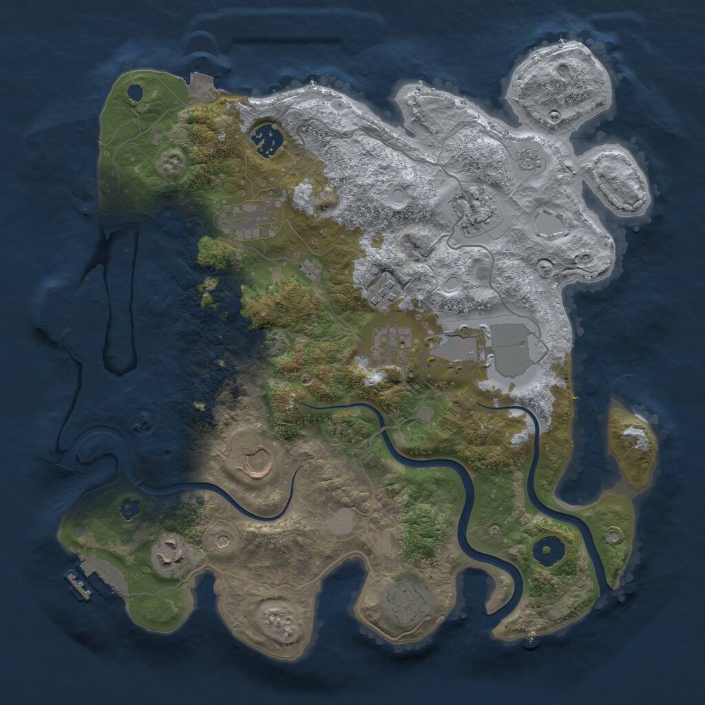 Rust Map: Procedural Map, Size: 3500, Seed: 2134533166, 15 Monuments