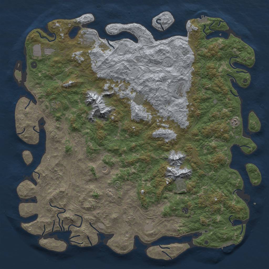 Rust Map: Procedural Map, Size: 6000, Seed: 342702601, 18 Monuments