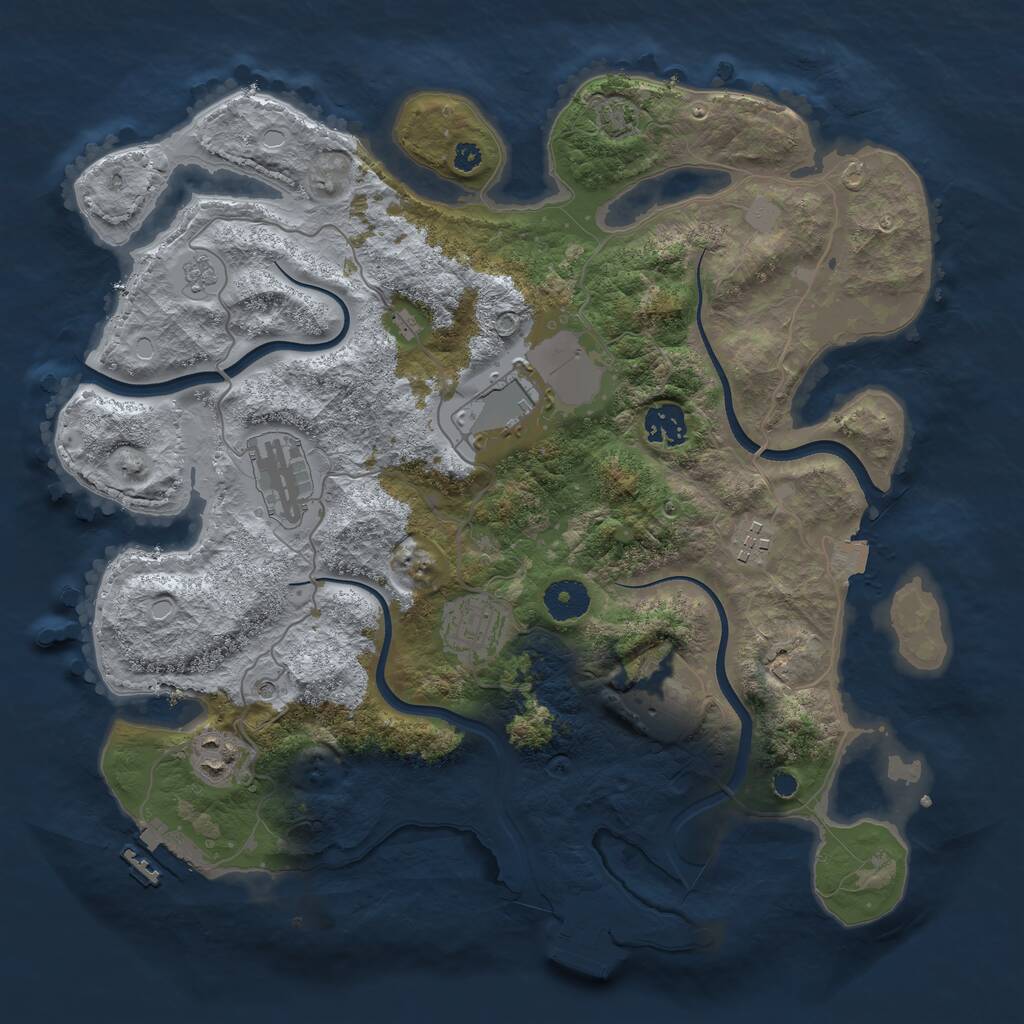 Rust Map: Procedural Map, Size: 3600, Seed: 28021136, 13 Monuments