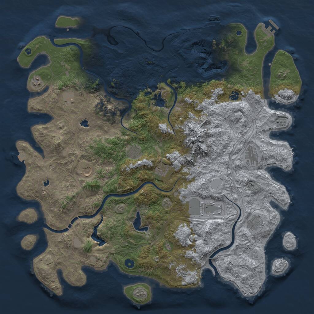 Rust Map: Procedural Map, Size: 5000, Seed: 923438772, 17 Monuments