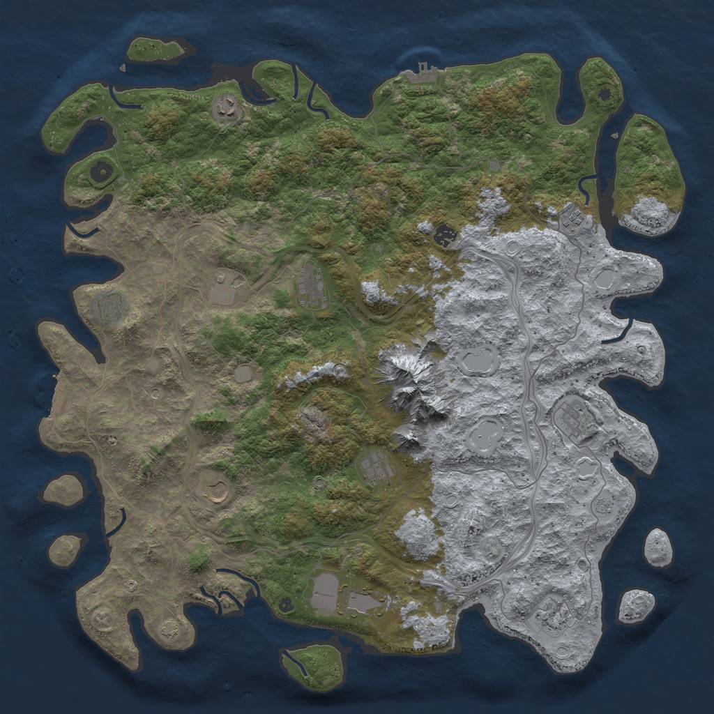 Rust Map: Procedural Map, Size: 5000, Seed: 923438772, 18 Monuments