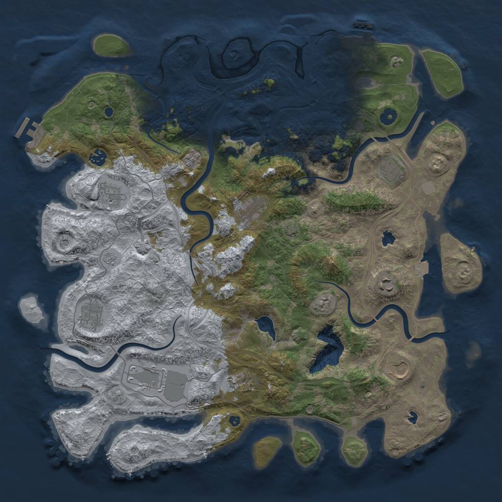 Rust Map: Procedural Map, Size: 4500, Seed: 56445, 16 Monuments