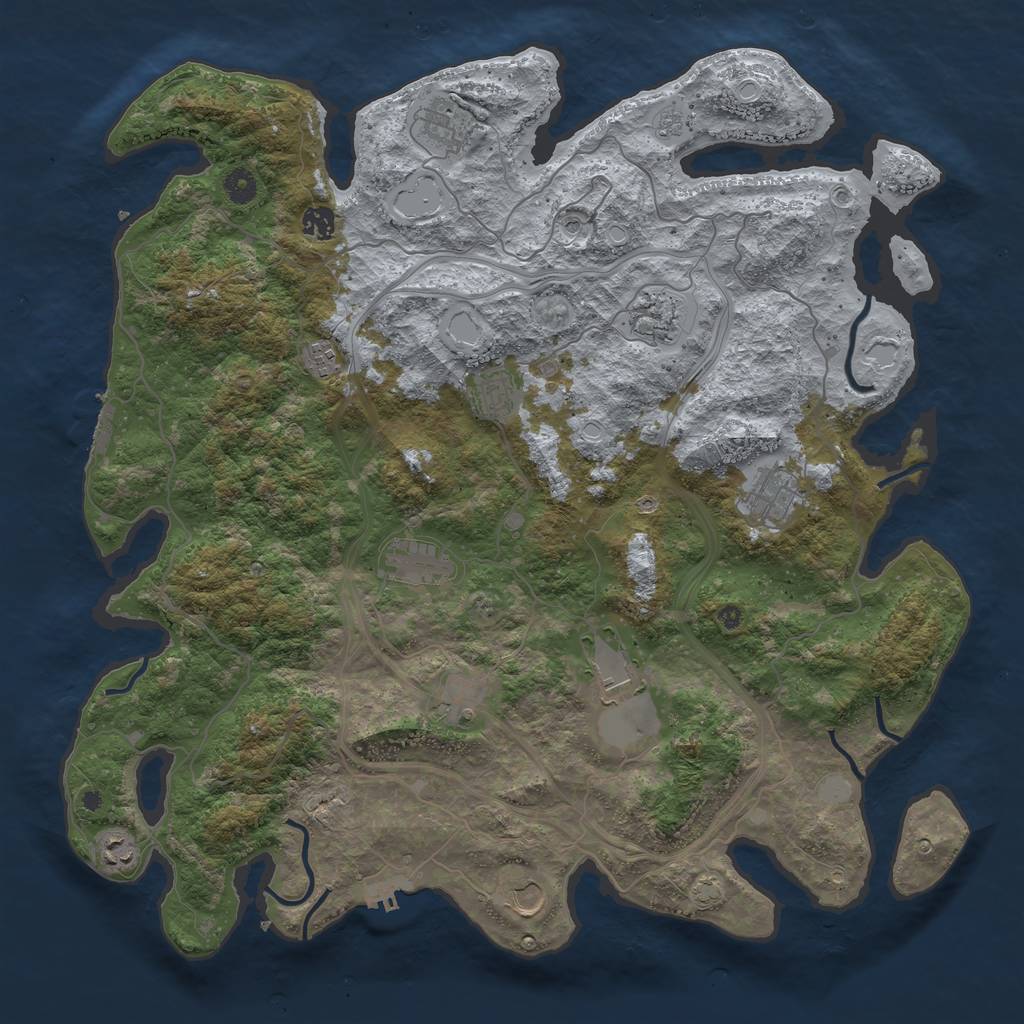 Rust Map: Procedural Map, Size: 4500, Seed: 1099425457, 18 Monuments