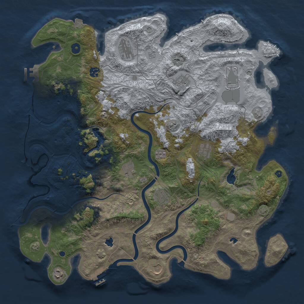 Rust Map: Procedural Map, Size: 4500, Seed: 1099425457, 16 Monuments